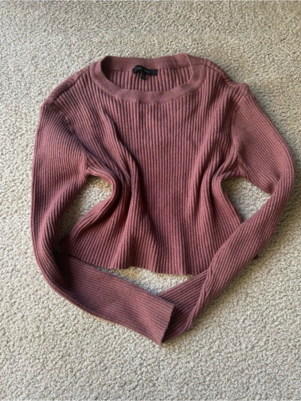 Fashion Nova Ribbed Crewneck Sweater top y2k in Mauve